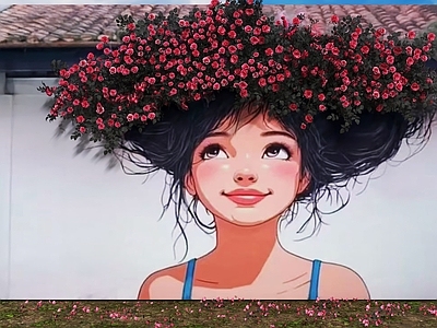 现代文化墙 墙绘鲜花美陈