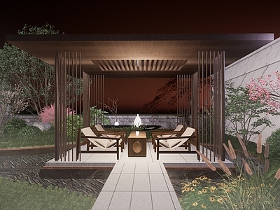 现代新中式屋顶花园 屋顶花园庭院