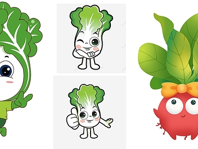 现代新中式挂件 2D卡通大白菜剪