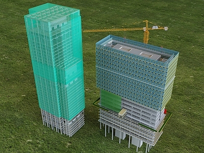 现代其他商业建筑 脚手架塔吊 施工的楼建筑工地 建筑施工