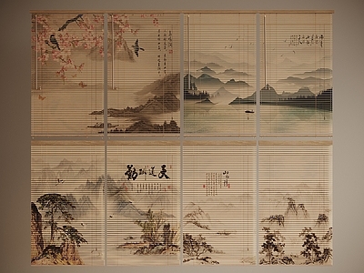 新中式中古百叶帘 卷帘 竹帘 窗帘 帘子