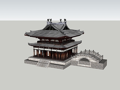 中式古建筑 嬴州阁 古建塔楼 古建城楼
