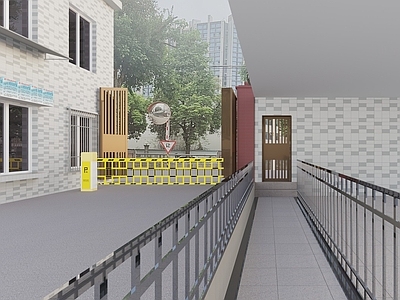 现代走廊 现代 过道 室外 室外走廊