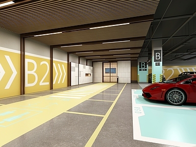 现代室内停车场 地下光厅 地下车库
