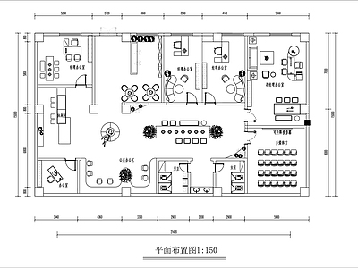 现代整体办公空间 公司办公室平面图 设计办公室平面图 办公空间平面图 施工图