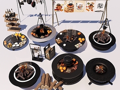 灶台 烧烤架 围炉煮茶 户外壁炉 取暖炉 篝火火盆 边炉 食物 围炉 火炉