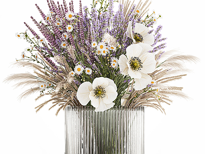 现代奶油花艺 花瓶 花艺 花束 薰衣草