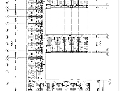 现代新中式酒店建筑 酒店式公寓平面 E字型公寓平面图 LOFT公寓户型 施工图