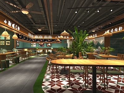 现代中餐厅 餐饮店 美食城 餐桌餐椅