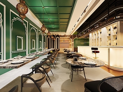 欧式西餐厅 餐饮店 餐桌餐椅