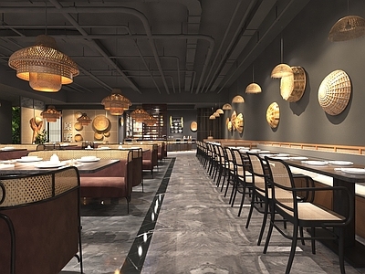 新中式中餐厅 餐饮店 餐桌餐椅