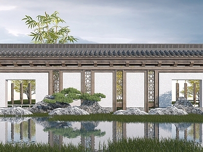 现代其他景观小品 中式景墙