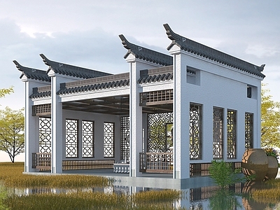 现代其他景观小品 中式亭子