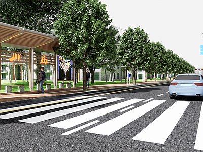 现代原木园路 市政 道路 乡村 公交站牌 D5