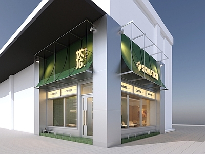 新中式现代咖啡厅 咖啡店门头 咖啡店吧台