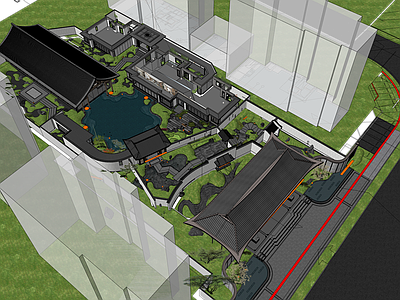 新中式现代办公景观 建发示范区区 全景示范区 新东方 禅意