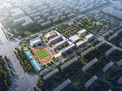 现代学校建筑 现代风格 中小学 48班