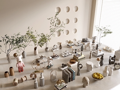 现代摆件组合 绿植摆件 现代摆件组合 花瓶 摆件组合