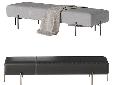 现代意式床尾凳 MINOTTI 床尾凳 换鞋凳 沙发凳 皮革长凳