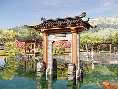 现代新中式牌坊牌楼 牌坊 牌楼 门楼 大门 寨门