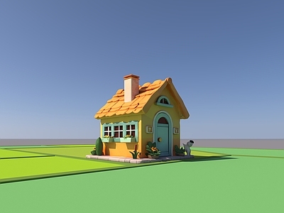 现代艺术风格建筑 卡通小屋