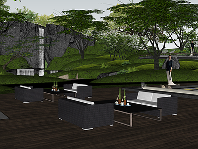 新中式现代小区景观 新中式示范区 现代示范区 自然森系示范区 流水叠瀑