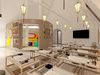 中式新中式教室 书法教室 美术教室