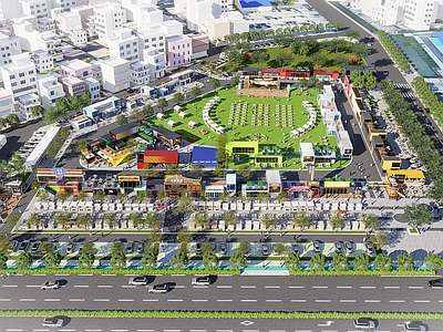 轻奢现代商业景观 营地商业区 示范区景观 营地氛围