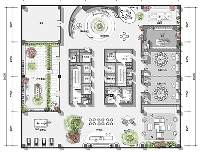 新中式现代其他工装空间 屋顶花园空间 平面图