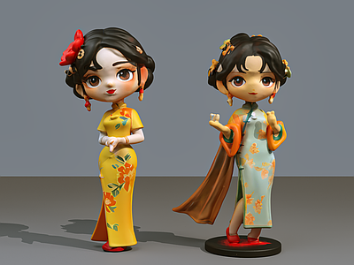 女人 旗袍美女 旗袍服饰 民国时期服饰 民国女 雕塑摆件手办