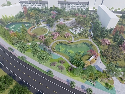 现代极简景观公园 小镇休闲公园