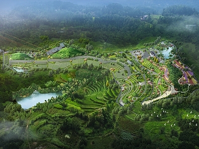 中式景观公园 公园 山地 墓地 陵园 鸟瞰