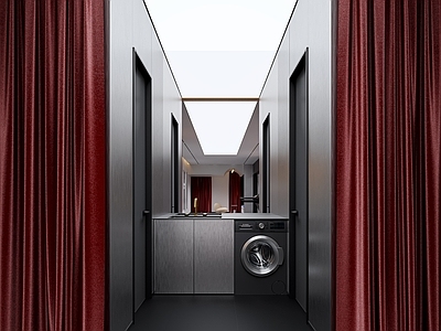 简约极简美容院 健身 直播 卫生间 窗帘