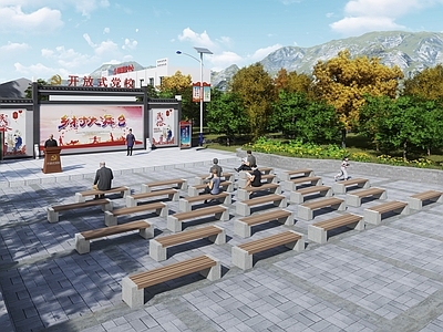 新中式广场景观 乡村大舞台 乡村广场 党建广场