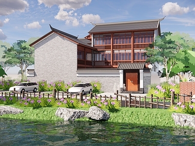 现代新中式四合院 四合院 民宿 民居