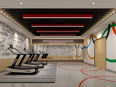 现代简约健身房 现代健身房 现代简约健身空间 瑜伽运动活动室 艺术造型墙 党建健身活动室