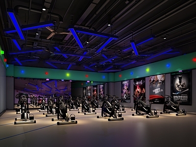 现代健身房 健身房 单车健身室 健身器材 KTV包厢 科技