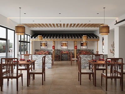 原木中餐厅 现代土菜馆 中式土菜馆餐厅 原木中餐厅 餐饮空间 土菜馆卡座区