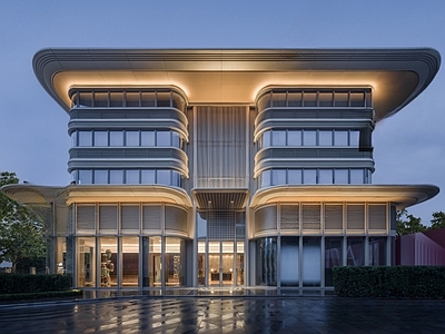 现代售楼处建筑 现代风格商业示范
