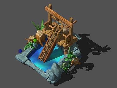 其他公用器材 提水车 木制水车 卡通水车