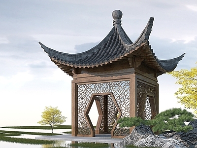 现代其他景观小品 中式亭子