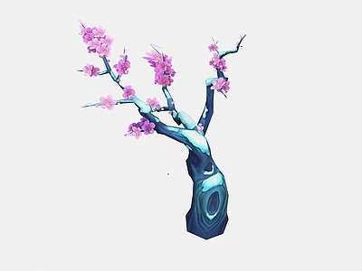 现代办公桌 现代植物雪梅树木