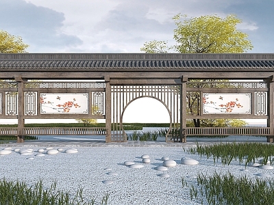 现代其他景观小品 中式宣传栏