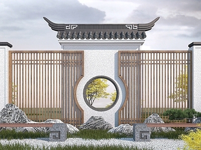 现代其他景观小品 中式影壁墙