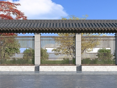 现代其他景观小品 中式候车亭