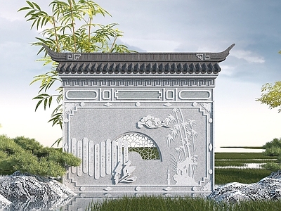 现代其他景观小品 中式文化浮雕墙