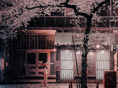 现代街道外景 街道夜景