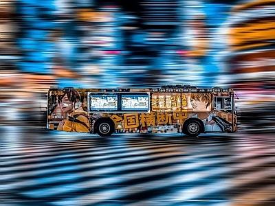 现代街道外景 赛博朋克街景 街道夜景