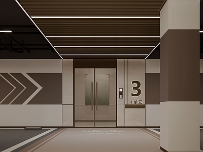 现代室内停车场 地地库入口 地下单元门