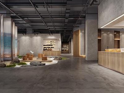 新中式商场 大厅 水果 零售店铺 屏风